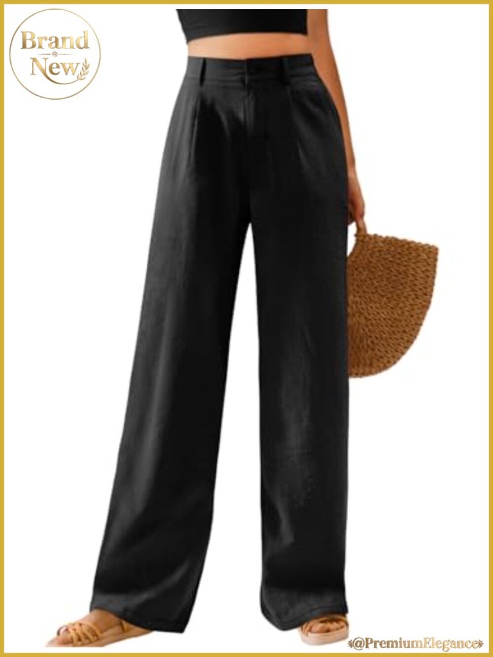 Wide Leg High Waisted Button Down Pants Loose Fit Trousers